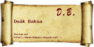 Deák Baksa névjegykártya