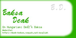 baksa deak business card